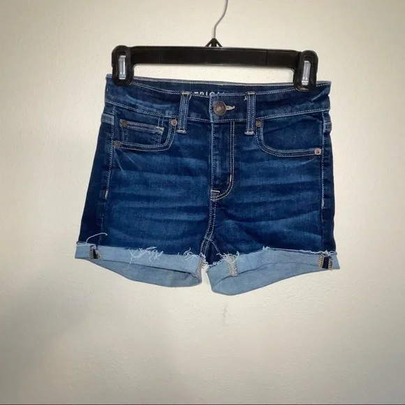 American Eagle Next Level Stretch Hi Rise Shortie Raw Hem Shorts - Picture 7 of 16